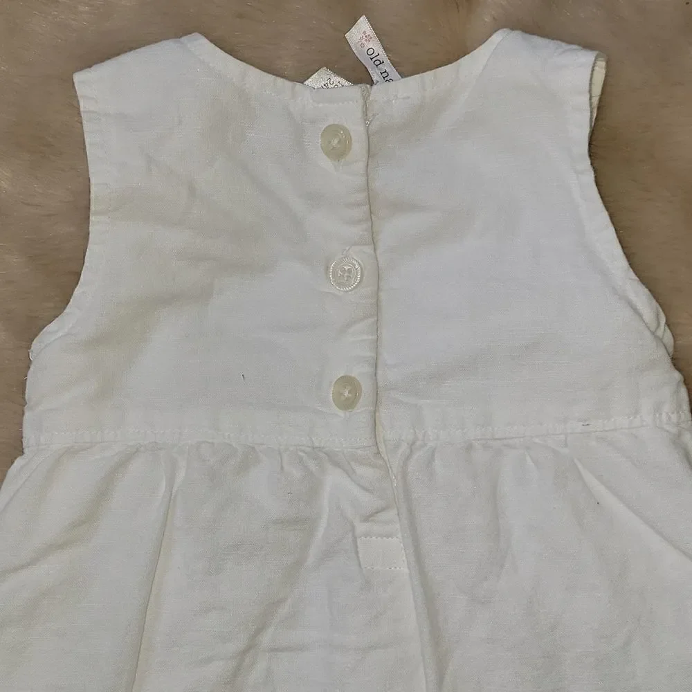 OLD NAVY WHITE LINEN/COTTON BOHO SUNDRESS, SIZE 18-24 MONTHS